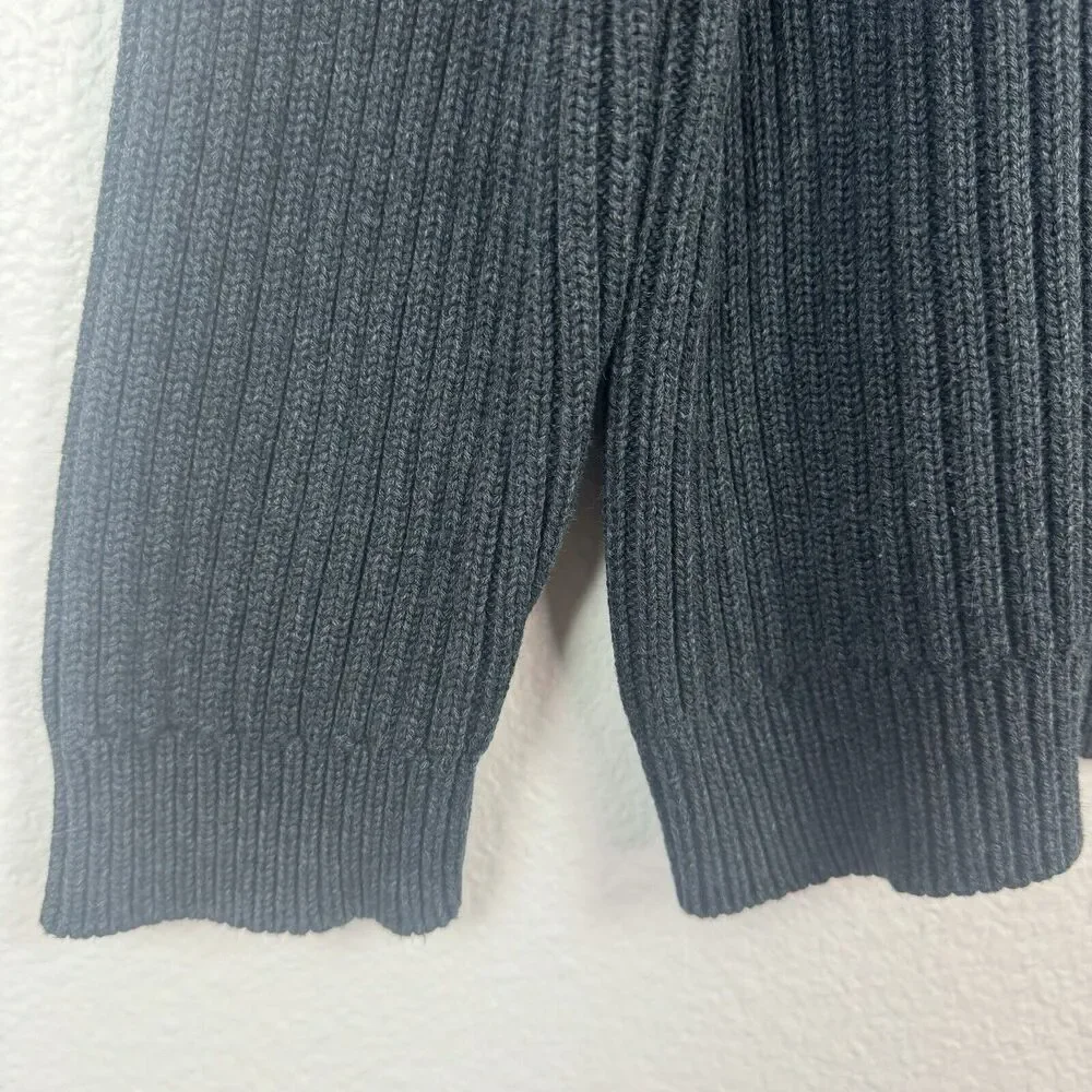 Eddie Bauer Rib Knit Cotton Pullover V-Neck Long Sleeve Sweater Charcoal Gray XL